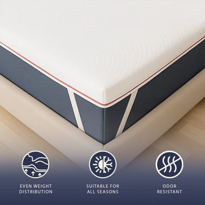 The White Stone Matras Topper 135x190 Memory Foam met 9 Verschillende Zones | Hoogte 5 cm | Pure Hypoallergeen Stof en Afneembaar | Matras Corrector Made in Italy