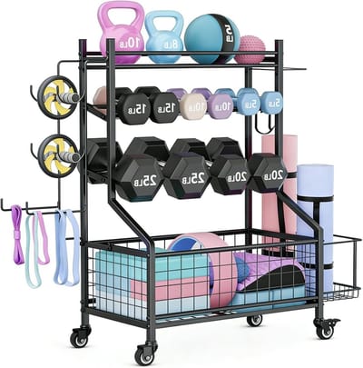 Halterstandaard - Opbergrek Fitness - Sportuitrusting Opbergen - Verstelbare Breedte - 60 x 40 cm - Zwart