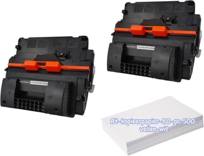 KATRIZ® huismerk toner 2x CE390X(HP90X) Zwart- 2x 24 000 afdrukken +Kopieerpapier-A4-80GR-500vellen-wit | Geschikt voor HP LaserJet Enterprise 600 M602series/ 600 M603series; HP LaserJet Enterprise M4555 / M4555F/ M4555FSKM/ M4555H/ M4555MFP