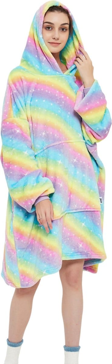 JAXY - Hoodie Deken - Snuggle Hoodie - Fleece Deken Met Mouwen - Snuggle - Cuddle Hoodie - 1450 Gram - Sky Glow