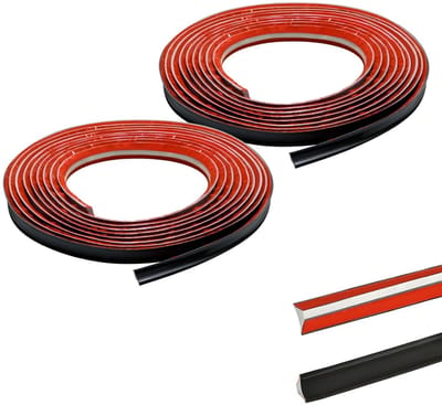 Zwarte PVC zelfklevende afdichtstrip van 10 meter voor keuken, badrand en toilet, flexibele decoratieve vloerstrip (12 mm x 6 mm)