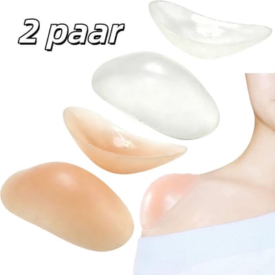2 paar - Siliconen schoudervullingen - Onzichtbaar en ademend - Schouderpadding - Hoogteverhogende pads - 9,3-15,3 cm - Voor dameskleding om de schouderlijn te accentueren - Transparante huidskleur