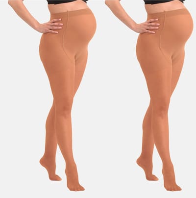Mamsy - 2-Pack Half-Sheer Zwangerschapspanty 40den - Naturel - S