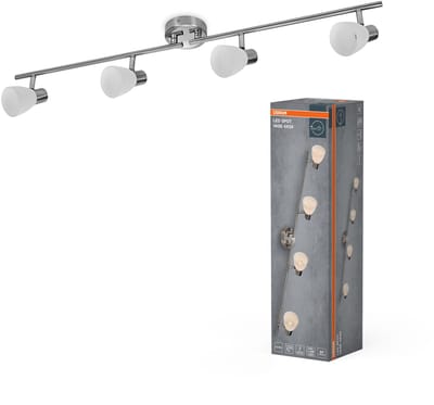 OSRAM LED Spot Vaas Plafondspot 4x G9, Geborsteld Nikkel, Chroom, Staal, verstelbaar, Glazen Diffuser