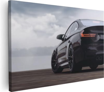 Artaza Canvas Schilderij Sportwagen - 30x20 cm - Klein - Muurdecoratie Auto Industrieel - Wanddecoratie Woonkamer - Kamer Accessoires