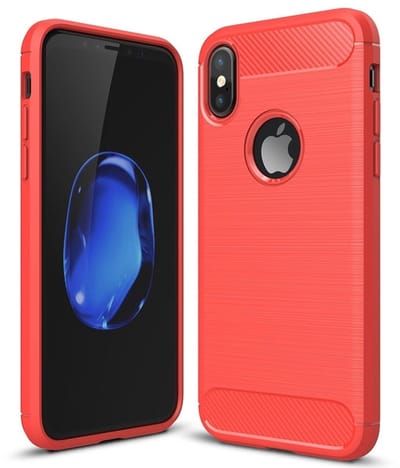 Mobiq Carbon Look Hoesje geschikt voor iPhone X/XS - Flexibele TPU Case