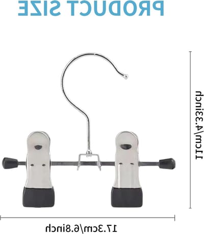 Set van 10 metalen broekhangers met klemmen, antislip ontwerp voor broeken, rokken en sokken, 17 cm, chroom afgewerkt
