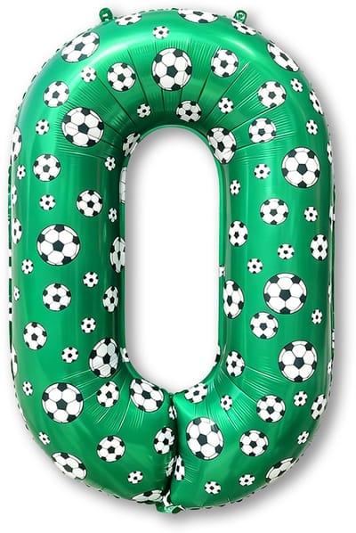 LUQ – Folieballon Voetbal 0 Jaar – 86 cm – Groen-Zwart-Wit – Football Party Versiering – Feest Decoratie – Helium Ready