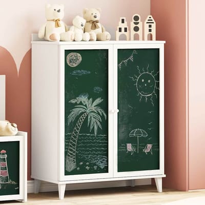 vidaXL - Creatieve - opslag - voor - kinderen - ROROS - Wit - Bewerkt - hout