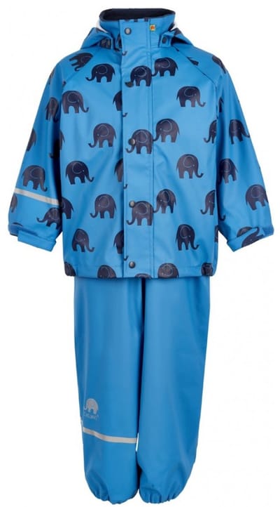 CeLaVi - Regenpak met Olifant print voor kinderen - Blauw - maat 80 (80-86cm)