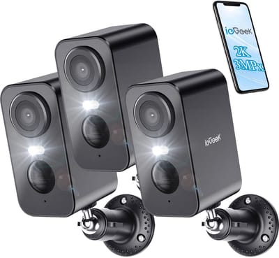 Bewakingscamera op batterij - draadloze audio ip wifi 3mpx - dubbelzijdige audio beveiligingscamera - voor thuis met - zonnepaneel pir bewegingsdetectie - kleuren nachtzicht cctv ip camera security - 3 stuks