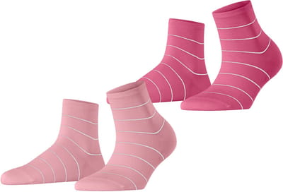 Esprit Fine Line 2-Pack slijtvast kwartlengte katoen multipack sokken dames roze - maat 35-38