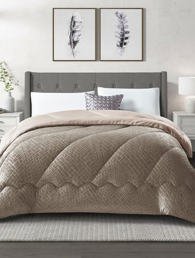 2-in-1 Hoesloos Dekbed – Blankoro - 160x220 cm – Crème/Taupe – Warm & Zacht - Maak van jouw slaapkamer een luxe hotelkamer!
