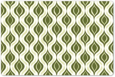 Placemats 45x30 cm - Placemat kunststof - 1 stuk - Patroon - Retro - Groen - Borden onderleggers - Decoratie voor op tafel - Keuken tafeldecoratie accessoires - Vinyl onderlegger - Tafelversiering