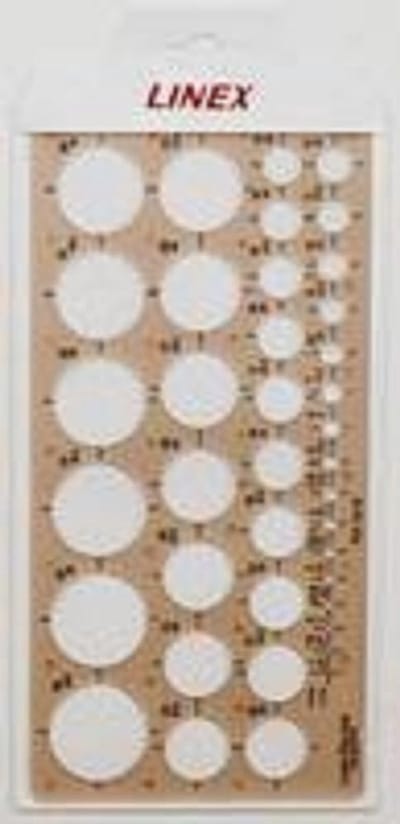Cirkelsjabloon voor 39 cirkels van 1-35 mm met mm-schaal