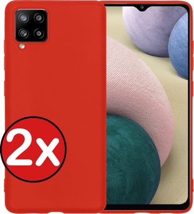 Hoesje - 2 Stuks - Geschikt voor Samsung Galaxy A12 - Sterk & Shockproof - Telefoonhoes - Back Cover - Case Siliconen - Telefoon Hoes - Rood