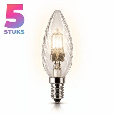 5x Kaarslamp Halogeenlamp E14 - 30W - Warm Wit Licht (2700K) - 407 lm - 2 jaar - Dimbaar