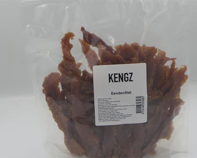 2 X Kengz hondensnack eendenfilet 500 gram dus 1 KG als snack of aanvullende voeding. gezond en lekker voor uw harige vriend