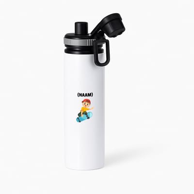 Hacebo® - Skateboarden met eigen naam waterfles met draaidop grijs - Sport - Skateboarder - Skaten - water fles - 850ML