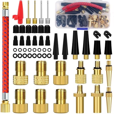 SnelShoppen - 54-delige Fietspomp Ventieladapter Set - Franse Ventiel Adapters in Georganiseerde Box - Voor Fietspompen, Compressoren, Ballen en Zwemb