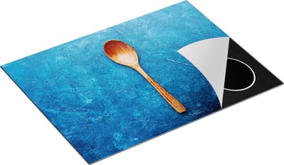 Chefcare Inductie Beschermer Lepel op Blauwe Marmer - 70x50 cm - Afdekplaat Inductie - Kookplaat Beschermer - Inductie Mat