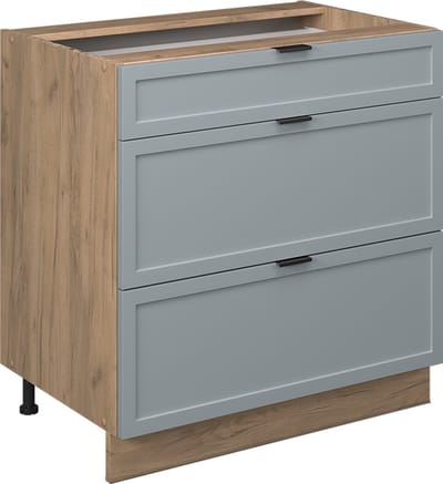 Vicco Fame-Line Keukenonderkast – 80 cm met 3 laden, WB Antraciet Licht blauw-grijs