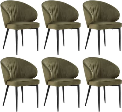 Colenis® - Ruby Eetkamerstoel - Set Van 6 - Groen - Velvet - Fabb - Design