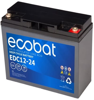 Ecobat - 24AH AGM accu voor uw scootmobiel (Ecobat) - 18.1 cm x 7.7 cm x 16.7 cm (LxBxH)