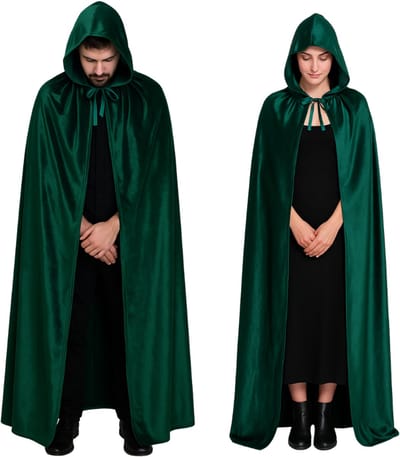 Joya Party® Luxe Mantel Volwassenen Met Capuchon 170 cm | Kostuum voor Carnaval Halloween | Groene Cape Vampier | Verkleedkleren Volwassenen | Dames en Heren | Donker Groen | 170 cm lang