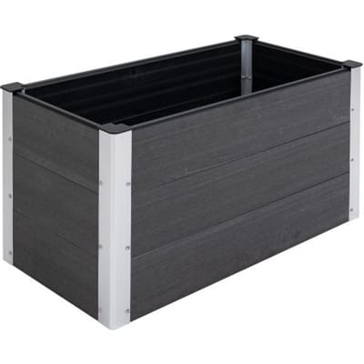 Bac à plantes - MUVOE - Surélevé en WPC et aluminium - Gris - 100x50x50cm - Résistant aux intempéries gris