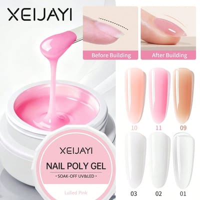 6 kleuren 100 g UV LED uithardende nagelverlengingsgel, kristal nagelverlengingsgel voor thuisgebruik en doe-het-zelf salon