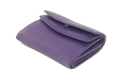 Dubbel overslag beursje / klein leren portemonneetje met dubbele klep afsluitbaar / portemonneetje in rood, paars, roze, groen, navy, blauw, zwart leer / 122