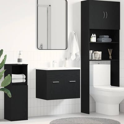 vidaXL - Wastafelkast - 60x38,5x46 - cm - bewerkt - hout - zwart - eikenkleurig