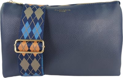 Flora & Co handtas - clutch - crossbodytas - fashion riem - blauw