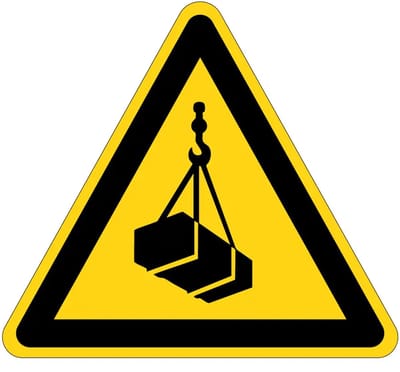 Hangende last waarschuwingsbord - W015 | gecoat dibond materiaal | 15 cm