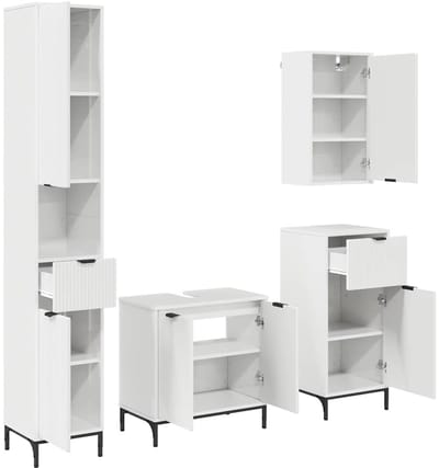 vidaXL - Badkamermeubel - Set - Hoogglans - wit - Samengesteld - hout, - metaal