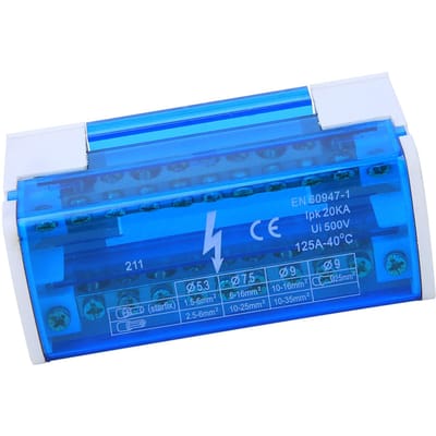 Eindverdeeldoos Din Rail 2 Niveaus Enkelfasig met Transparante Stofkap 211