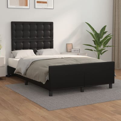 vidaXL - Bedframe - met - hoofdbord - kunstleer - zwart - 120x200 - cm