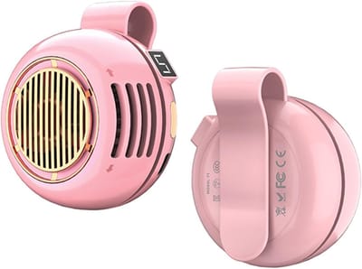 KZQ Clip-on Ventilator, 5 Snelheden Stille Digitale Ventilator, Draagbare Mini Clip-on Koeler op Batterijen, Geschikt voor Bureau, Thuis en Kantoor, Roze