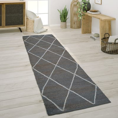 Paco Home Vloerkleed Woonkamer Jute Natuurvezel Handgemaakt Modern Scandi 3D-patroon 80x250 cm