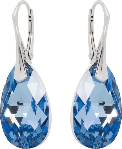 DBD - Zilveren Oorbellen - Swarovski Kristal Elements - Druppel - Blauw - 22MM - Anti Allergisch