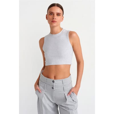 Geribbelde Katoenen Crop Top