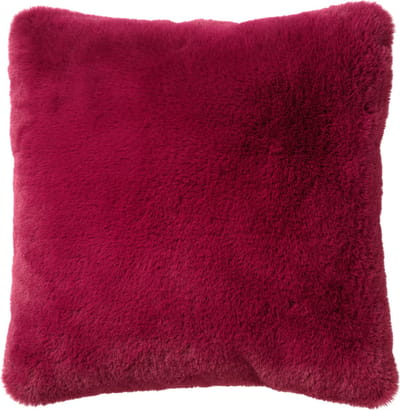 Dutch Decor ZAYA - Kussenhoes 45x45 cm - bontlook - effen kleur - Red Plum - roze - met rits - zonder binnenkussen