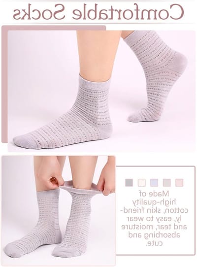 Dunne zomerkuitkousen voor vrouwen, UltraSoft bamboesokken, ademend en comfortabel (5 paar)