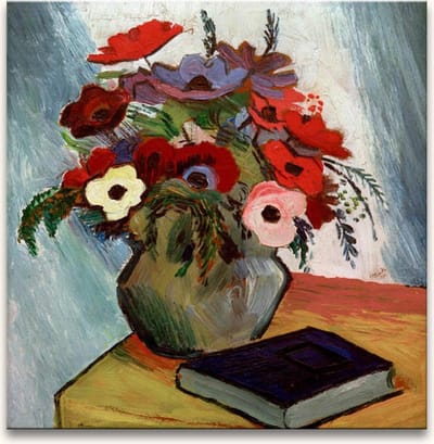 Handgeschilderd olieverfschilderij - olieverf op canvas - August Macke 'Anemonen en Blauw Boek'