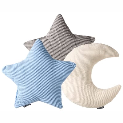 LUNA - Set van 3 sierkussens - Gebroken wit/Grijs/Blauw - Corduroy