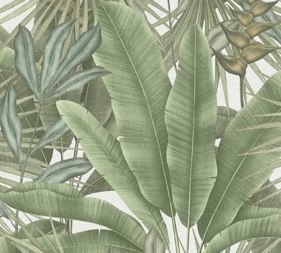 JUNGLESTIJL BLADEREN BEHANG | Botanisch - Groen Wit Beige Meerkleurig - Livingwalls Stories of Life