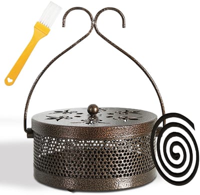 Dailygoody - Muggenspiraal houder - Decoratieve wierookbrander - Draagbaar en veilig - Zwart en bronzer - Voor binnen en buiten - Geschikt voor elk in...