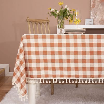 Geruite Tafelkleed Rechthoekig, Zwaar Gingham Tafelkleed met Kwastjes, Wasbaar Kreukvrij Buffalo Plaid Tafelkleed 60x60cm
