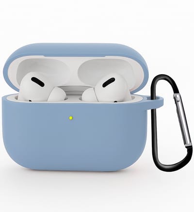 Hoesje Geschikt voor Apple Airpods Pro 3 - Siliconen Hoes met Clip - Silicone Case Cover - Lichtblauw